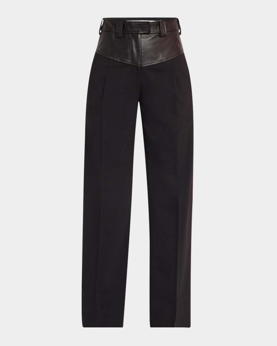 Maverick Leather Yoke Straight-Leg Trousers